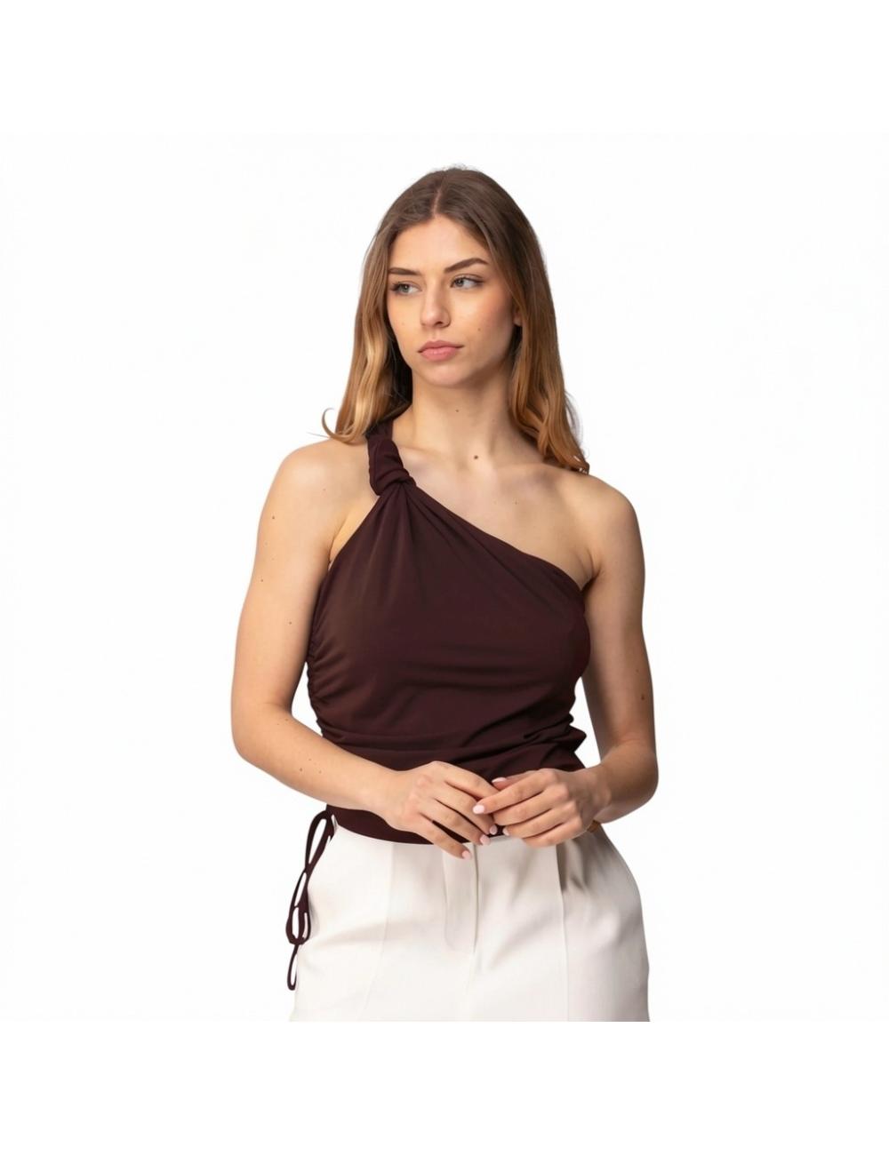Pinko brown one-shoulder...
