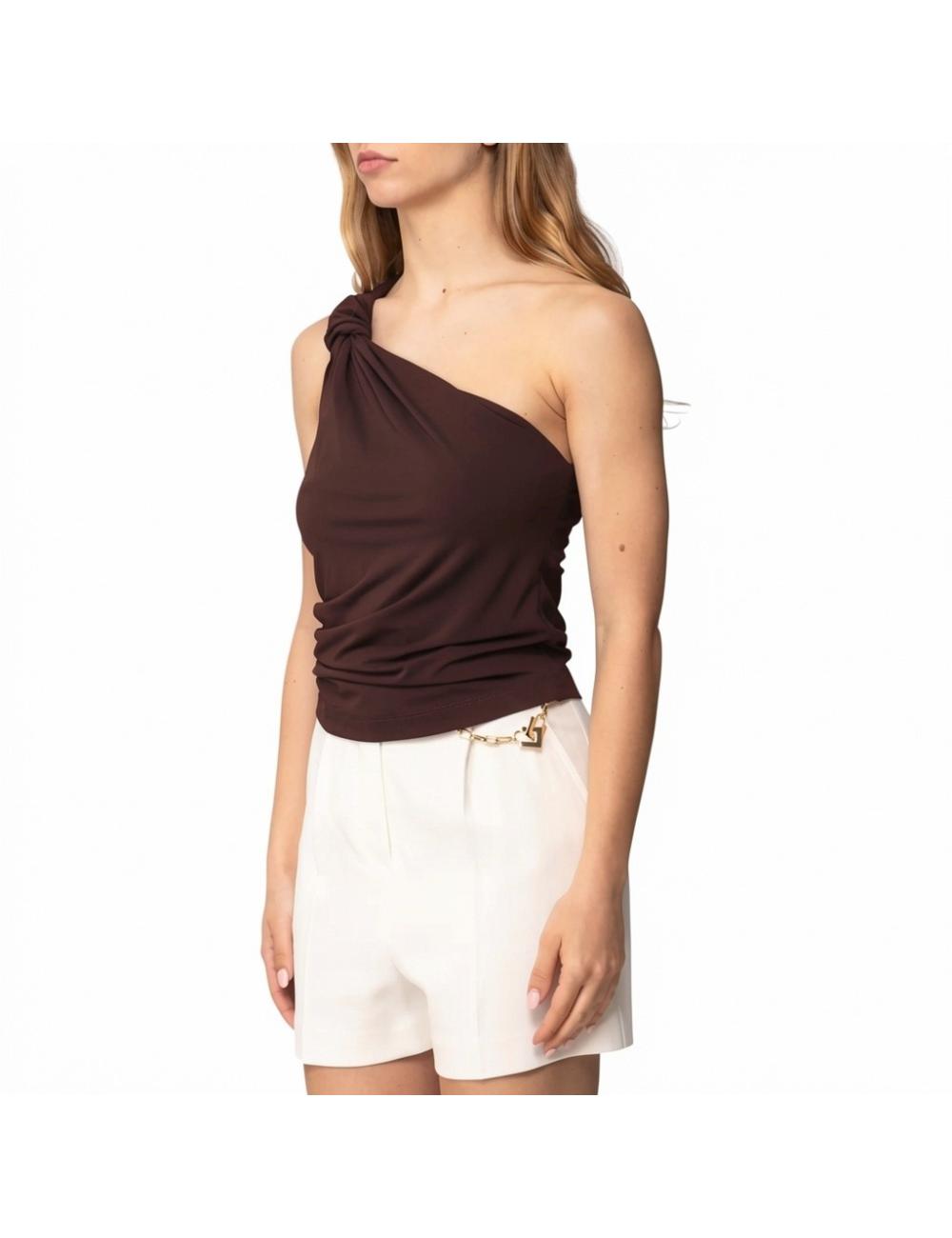 Pinko brown one-shoulder...