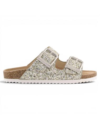 Colors of California sandali glitter argento con fibbie