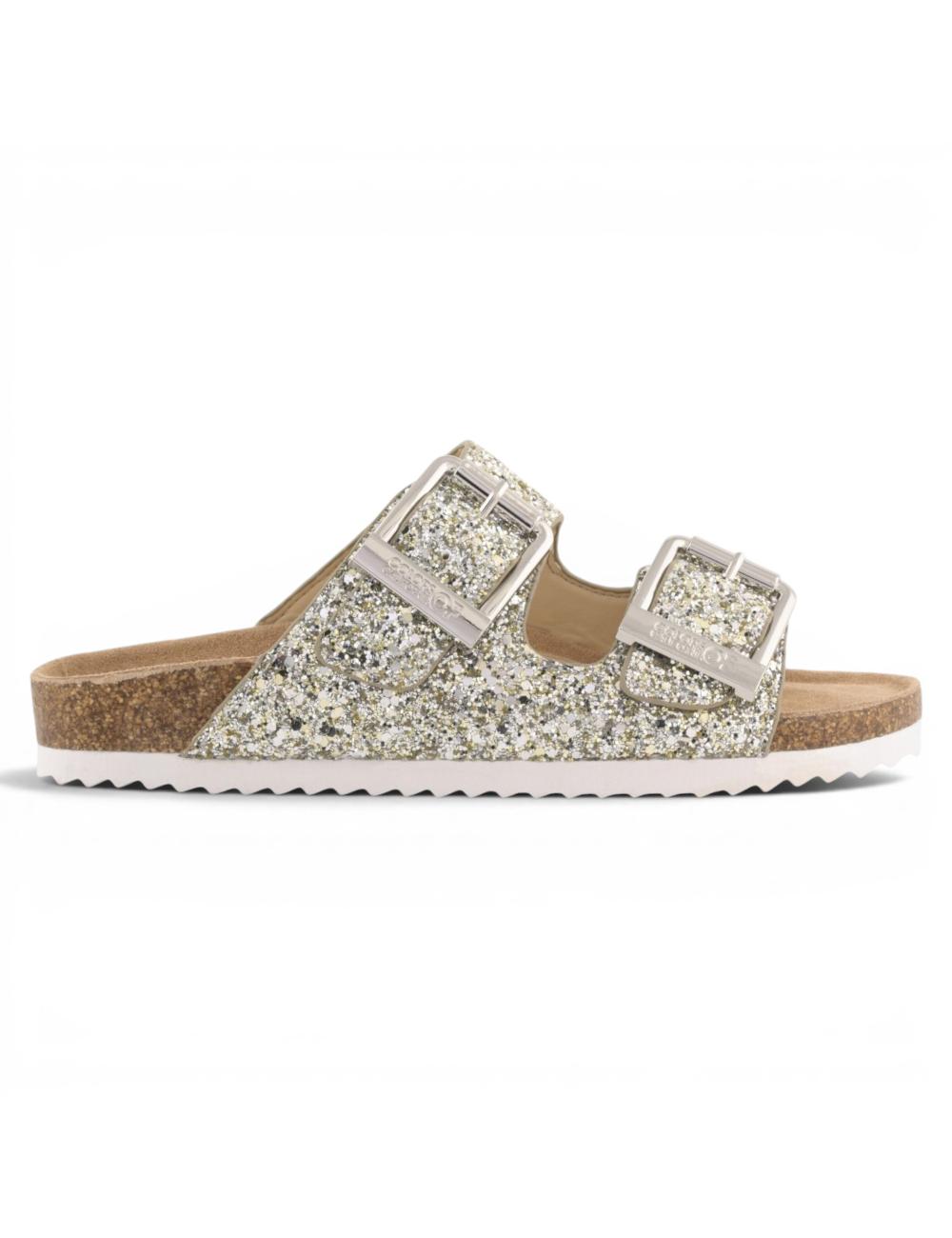 Colors of California sandali glitter argento con fibbie
