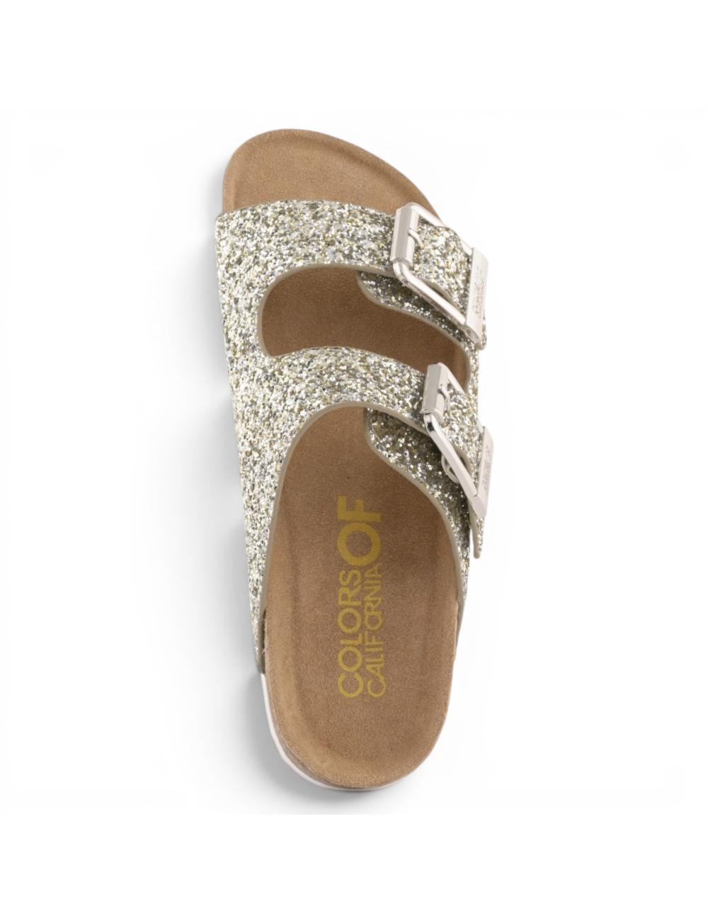 Colors of California sandali glitter argento con fibbie