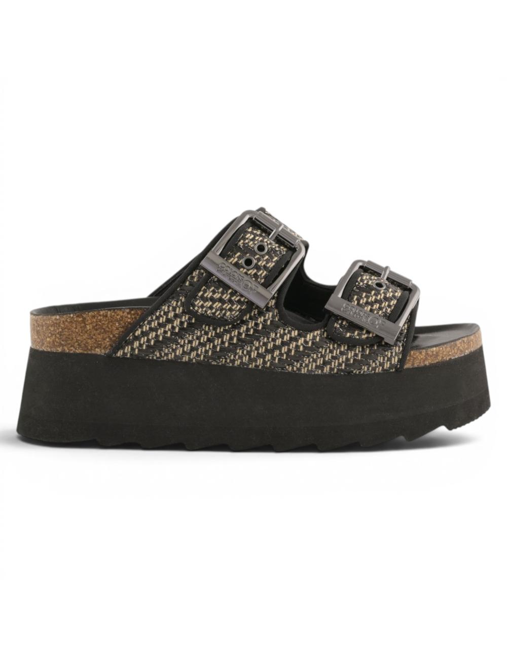 Colors of California Sandali Irvi Platform in Raffia Metallizzata