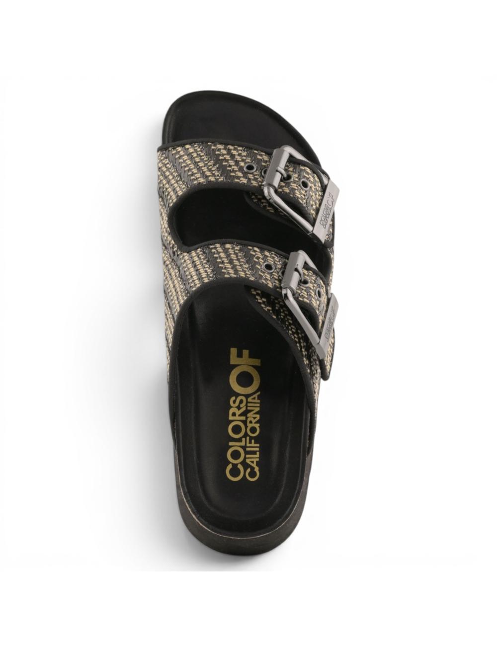 Colors of California Sandali Irvi Platform in Raffia Metallizzata