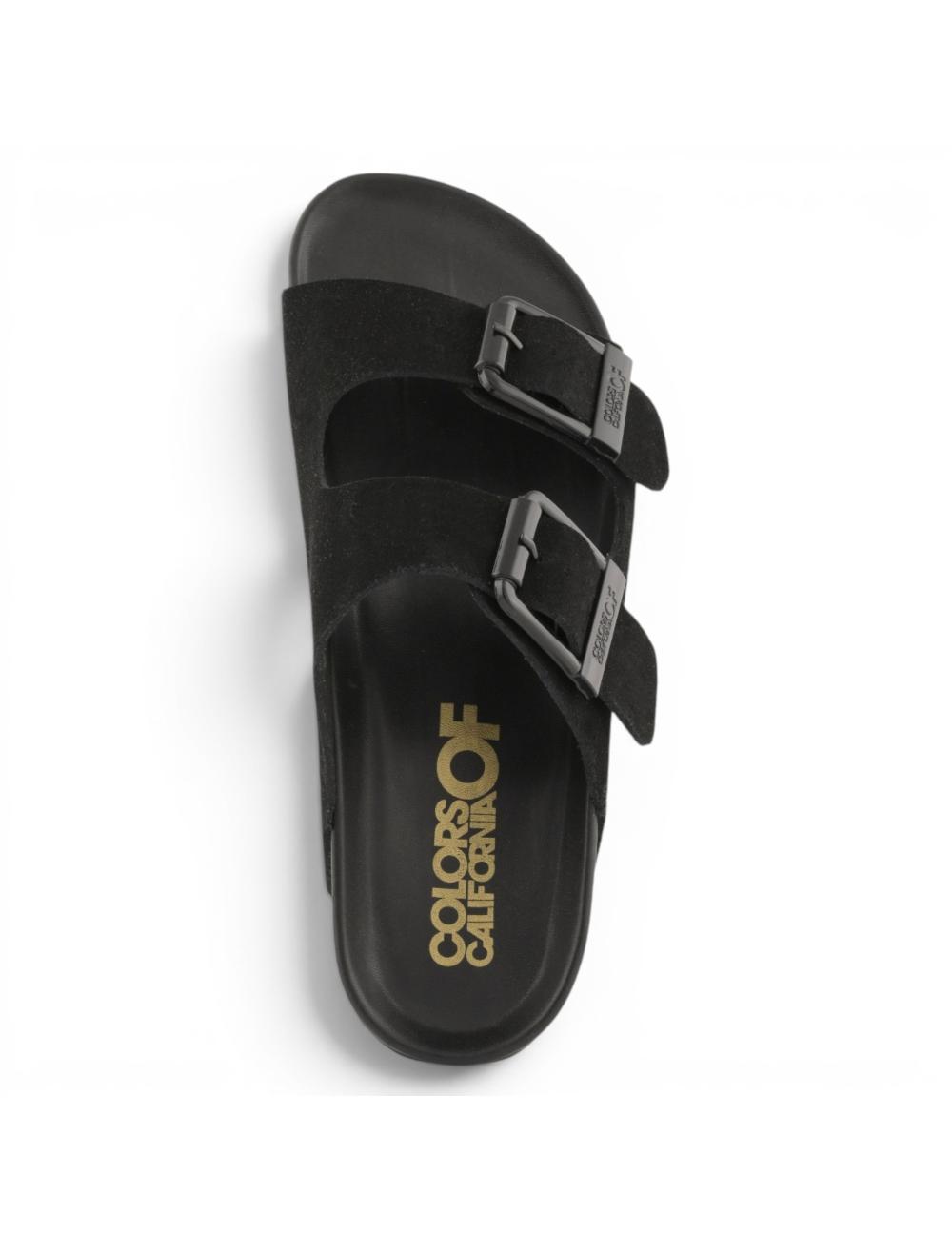 Colors of California Sandali Slofi in Pelle Scamosciata - Black