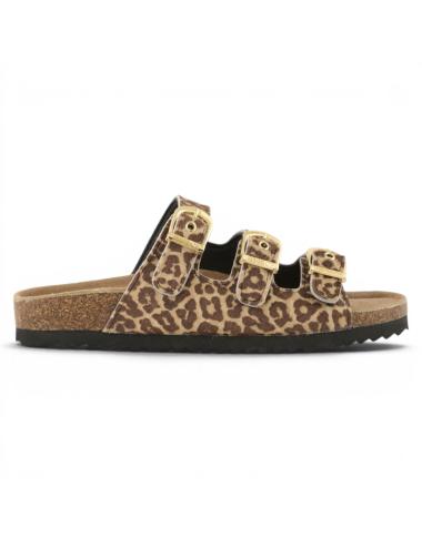 Colors of California Slofi Leopard leather pony effect sandals