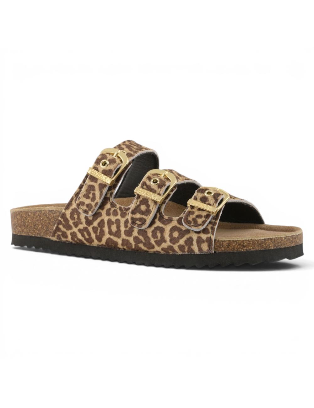Colors of California Sandali Slofi Leopard in Pelle Effetto Cavallino