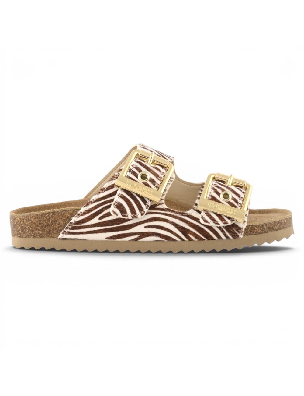 Colors of California Sandali Slofi Zebra in Pelle Effetto Cavallino