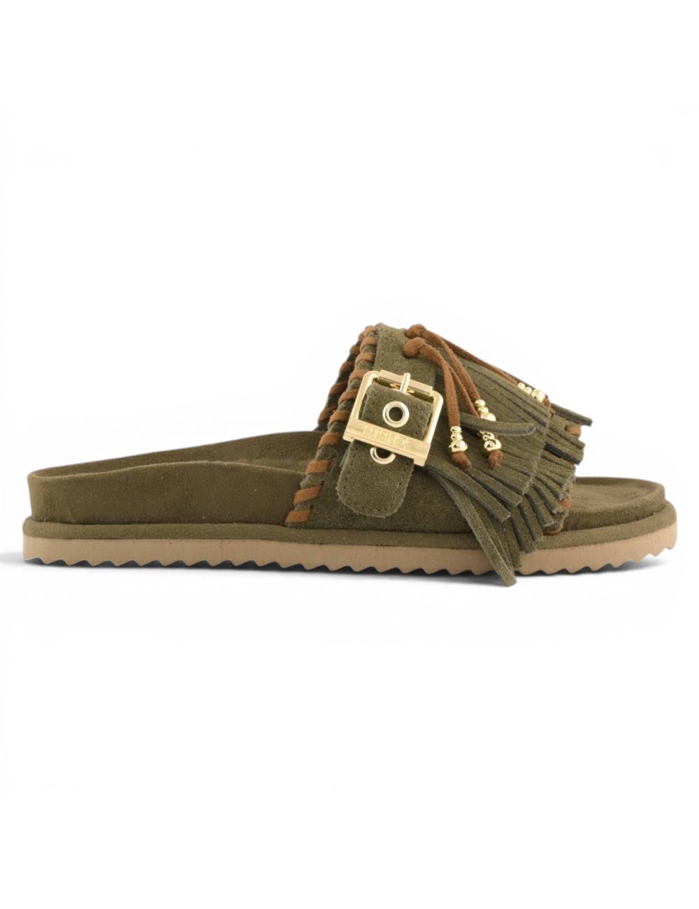 Colors of California Slofiw Military Sandals with Fringes