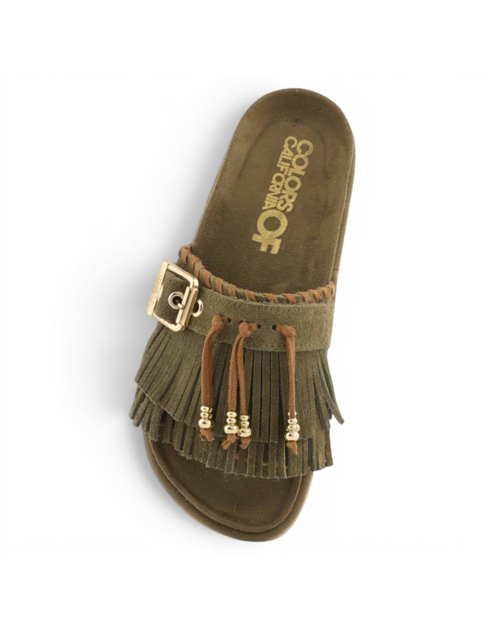 Colors of California Slofiw Military Sandals with Fringes