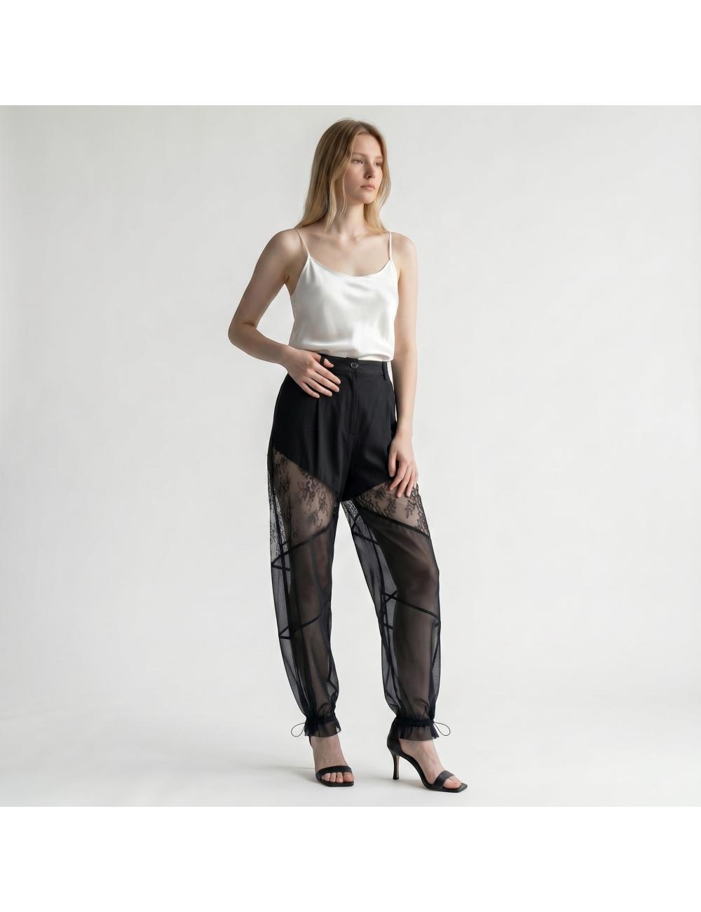 Pinko pantalone con pizzo nero