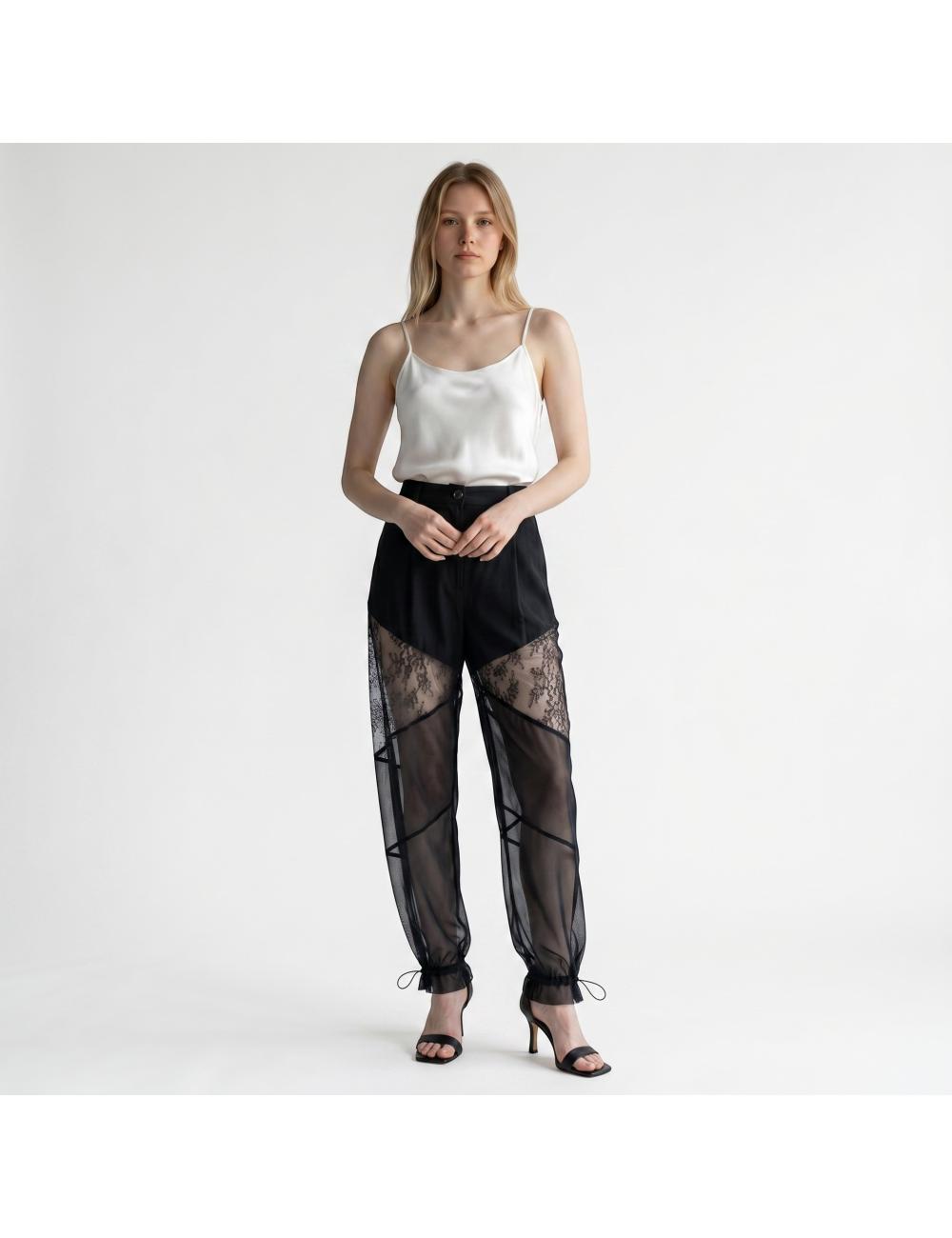 Pinko pantalone con pizzo nero