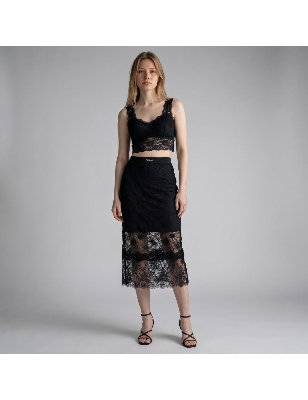 Pinko gonna a tubino in pizzo nera