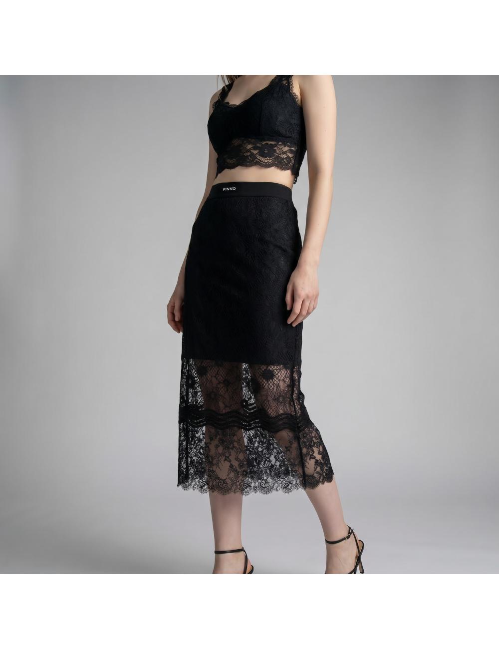 Pinko gonna a tubino in pizzo nera