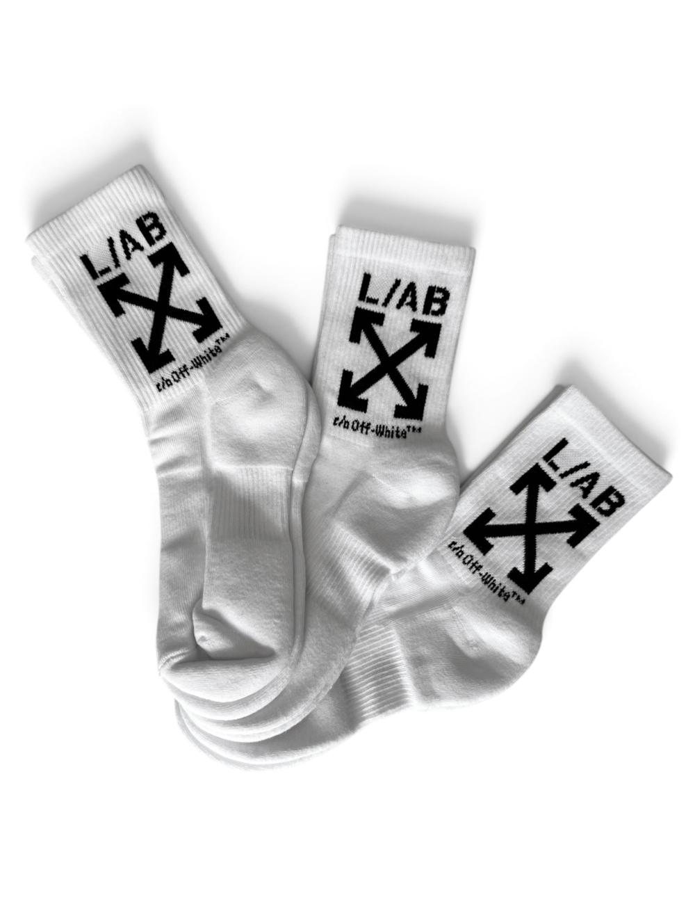 OFF-WHITE L/AB white socks Quarter socks