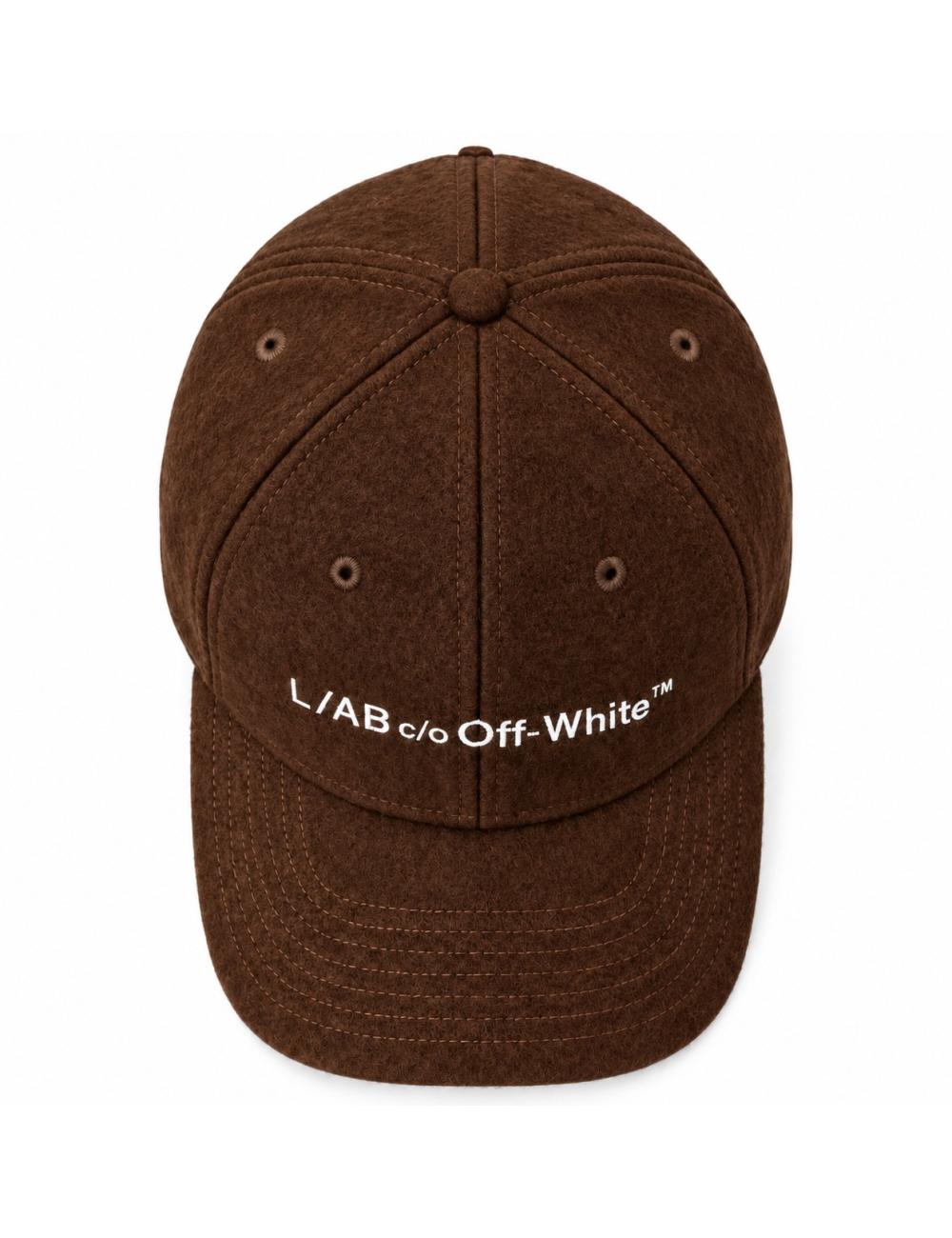OFF-WHITE L/AB Brown wool baseball cap