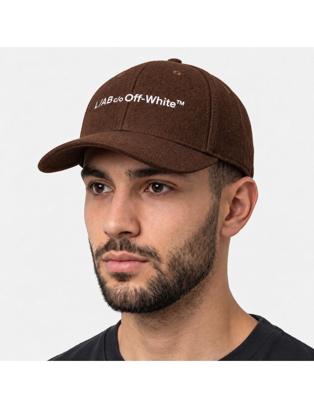 OFF-WHITE L/AB Brown wool baseball cap