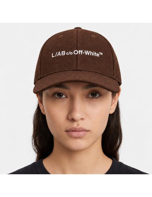 OFF-WHITE L/AB Cappello baseball in lana marrone