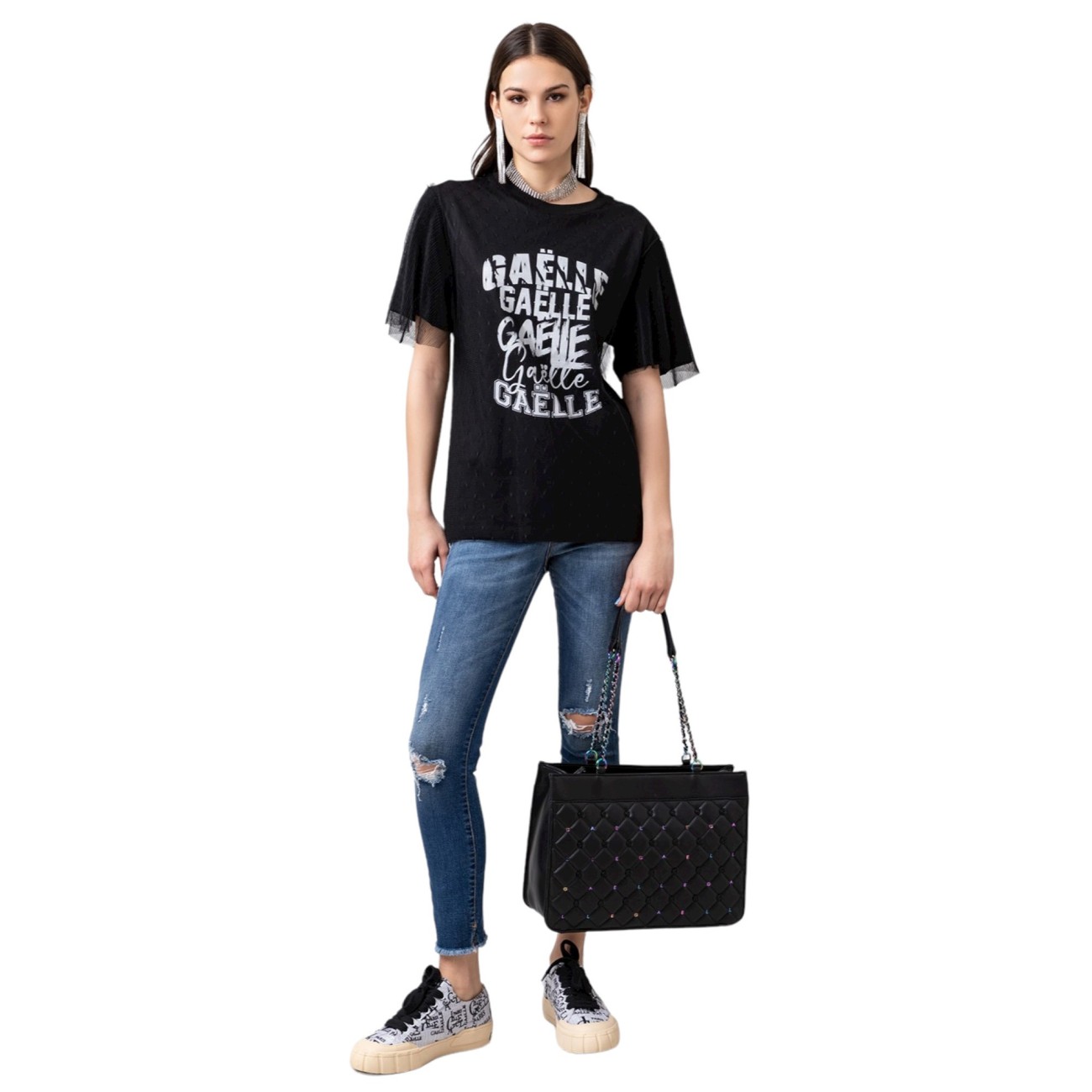 Gaelle black t-shirt with...